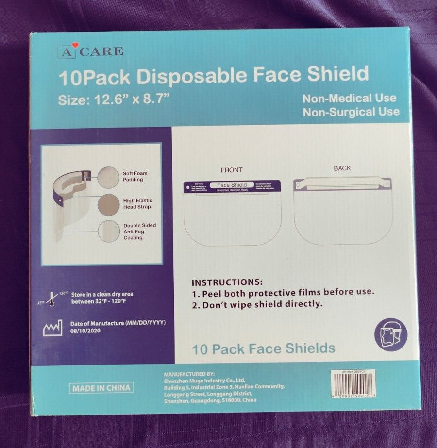 100-pcs Face Shield Screen Safety Protective Eye Splash Proof Full Head-Mounted