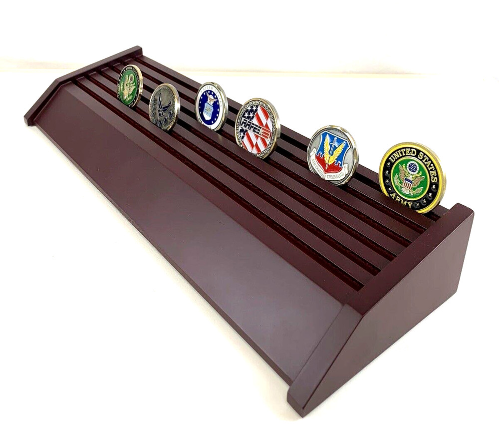 Challenge coins display  stand - 54 coins - cherry color