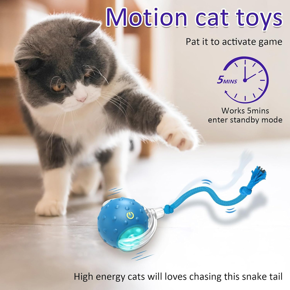 Interactive Cat Toys Ball for Indoor Cats Fast Rolling on