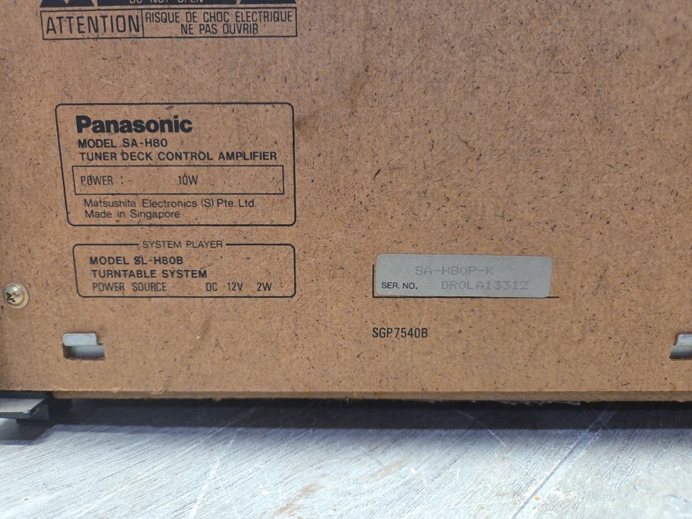 Panasonic SA-H80 Tuner Cassette Control Amplifier. Tested And Works!