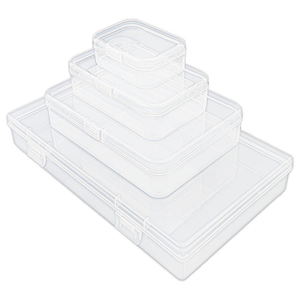 Thintinick 96 Pack Rectangular Clear Plastic Mixed Sizes 2, Transparent