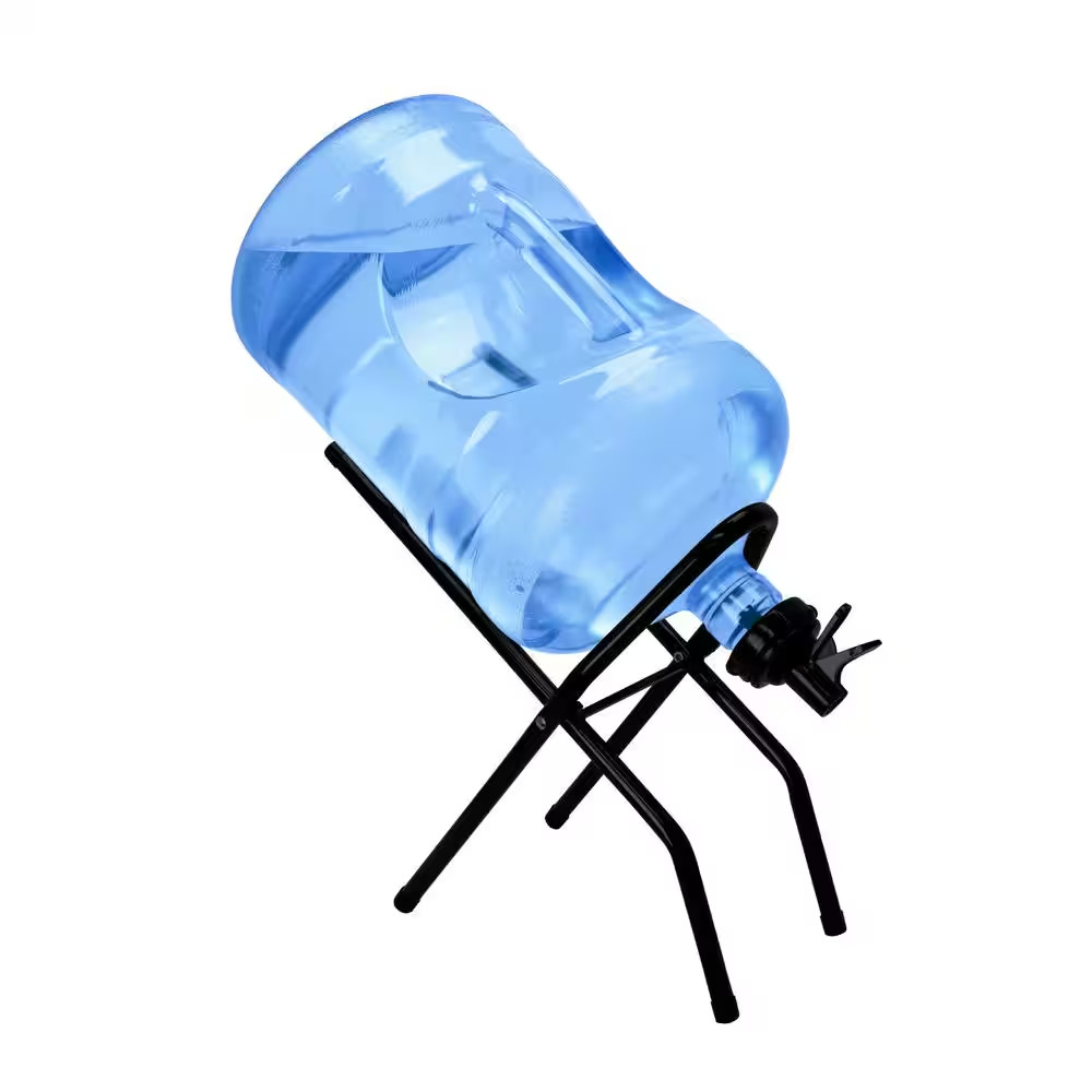 5 Gallon Water Bottle Storage Cooler Foldable Cradle Stand with 2 Dispenser Valv