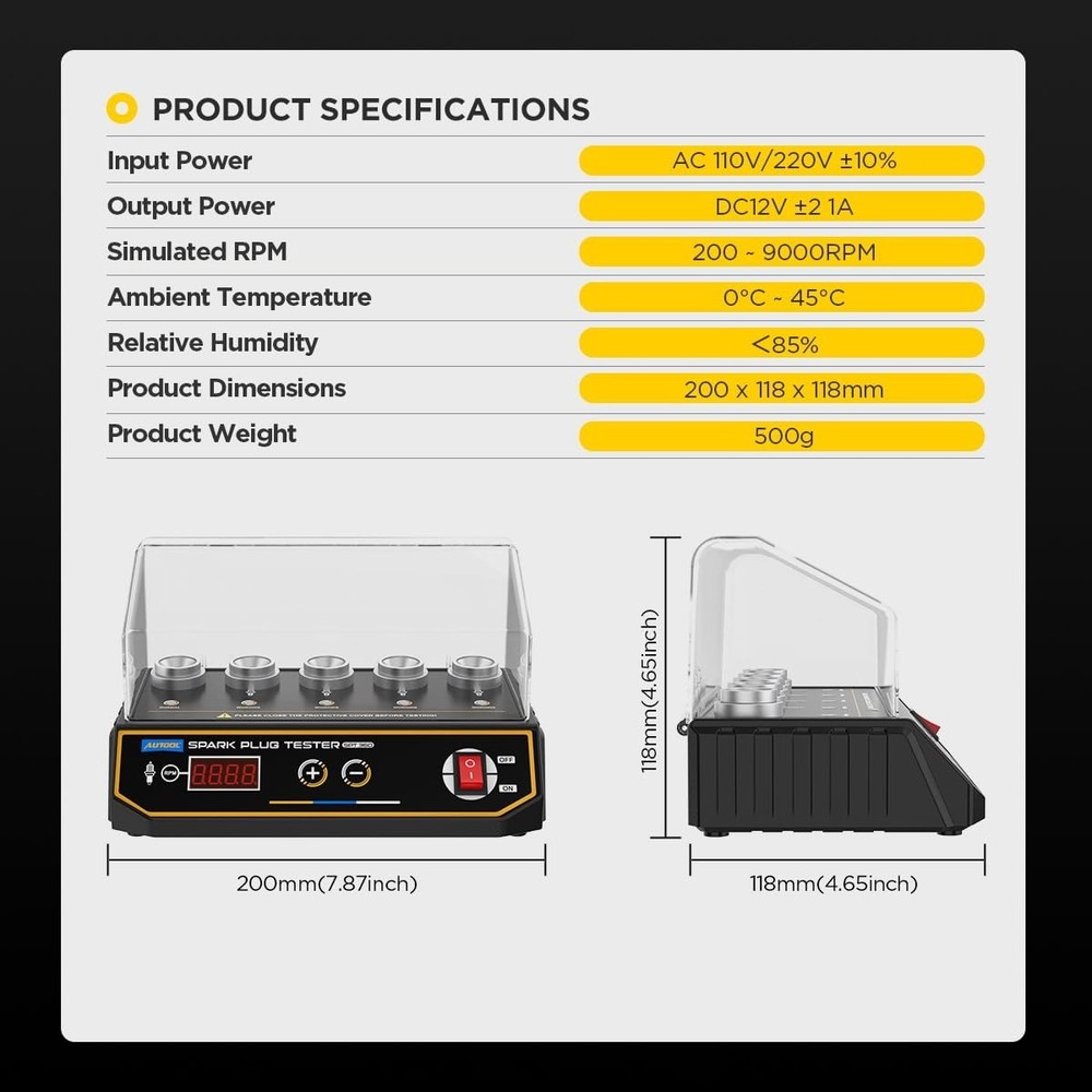 High Frequency Spark Plug Tester with 5 Adjustable Holes for Precise Testing