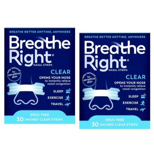 2 Pack Breathe Right Nasal Strips Small Medium Clear 30 Each