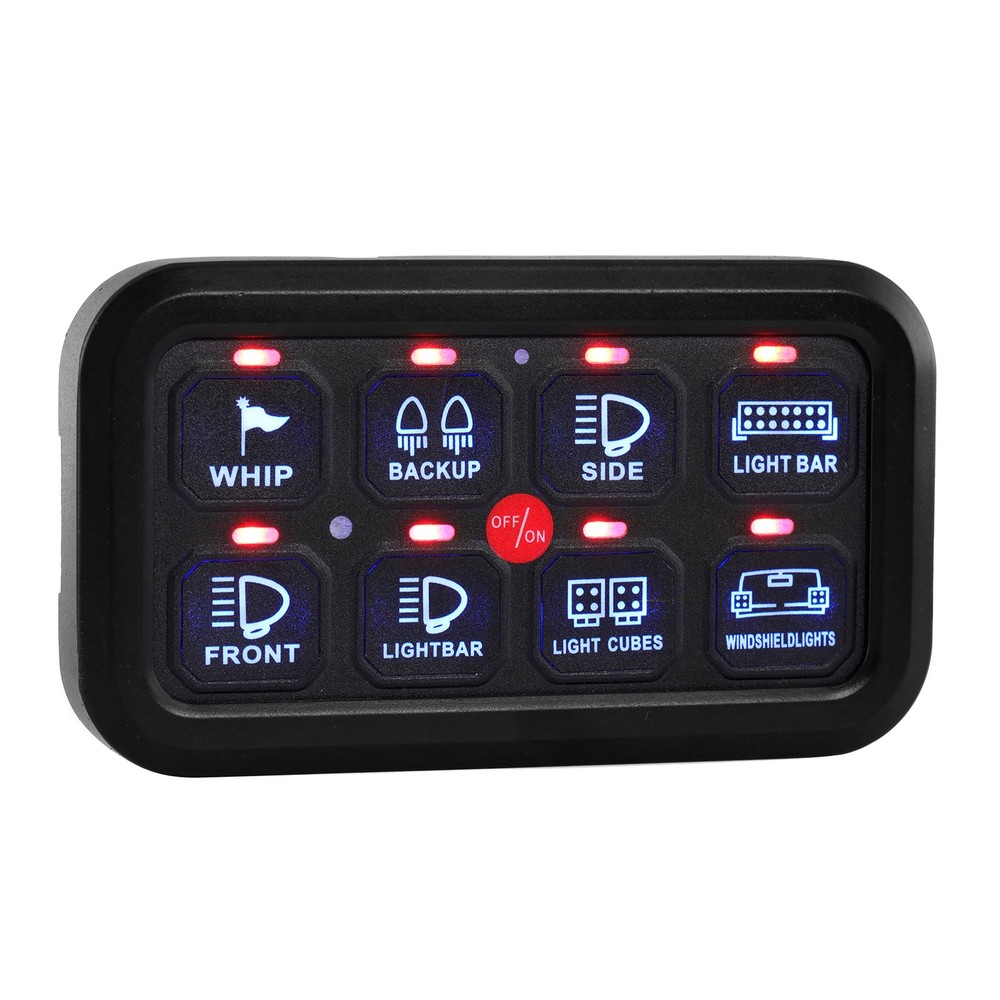 AUXBEAM 8 Gang Switch Panel Light Bar Pods ON/OFF Control Blue Backlit ATV UTV