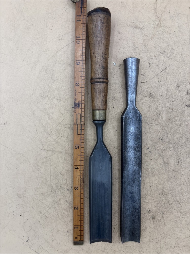 2 Vintage James Swan  Gouges Chisels 7/8”, 1” Wide.