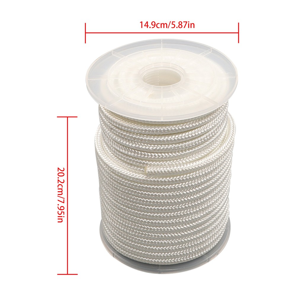 3/8 Inch Nylon Rope 100 Foot Spool 100% Nylon Solid Braid Rope Dyeable White