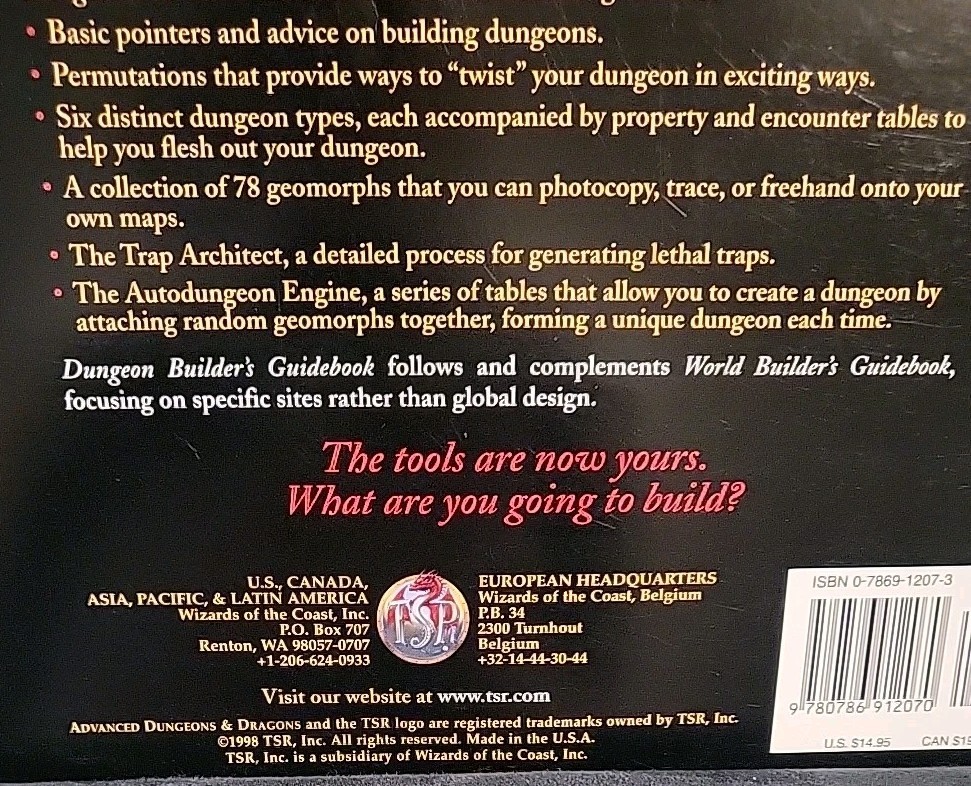 Advanced D&D TSR 9556 Dungeon Builder's Guidebook