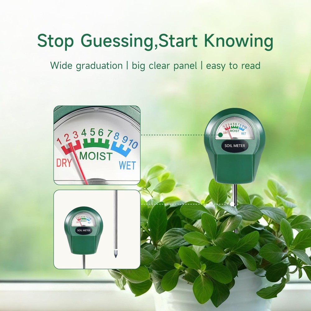 Zoiydals Soil Moisture Meter for Plants, Hygrometer Sensor Water Green