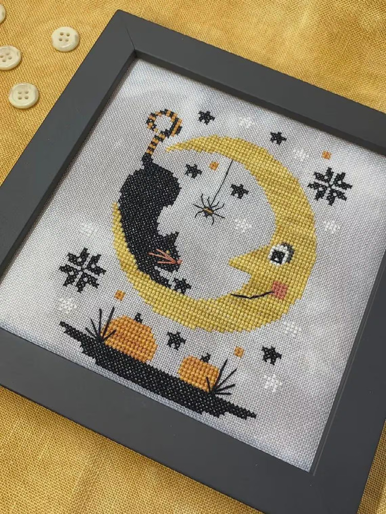 Halloween Moon Counted Cross Stitch Pattern ~ Stitches by Ethel