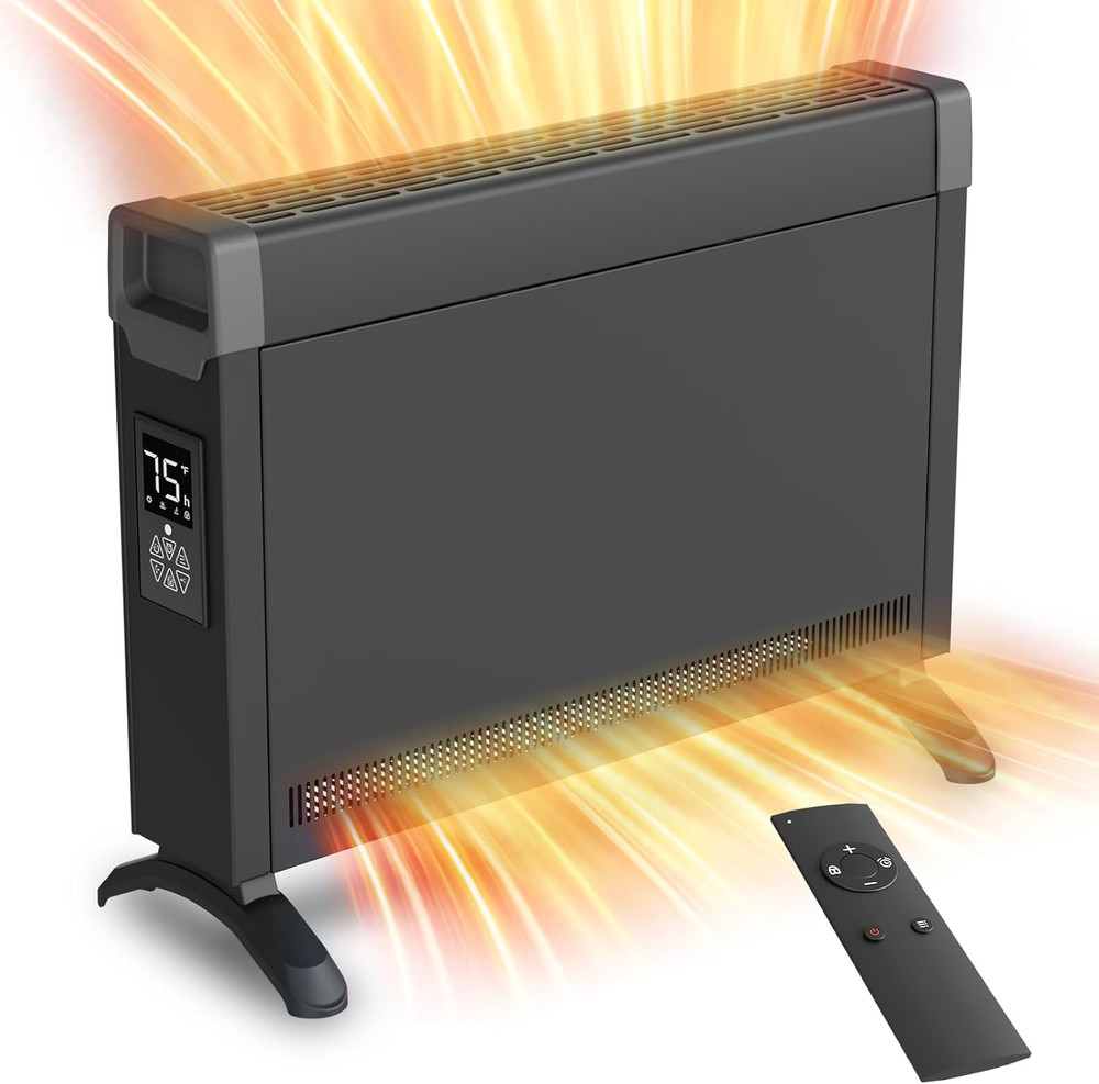 Remote-Controlled Quiet Electric Panel Heater with Timer & LED Display