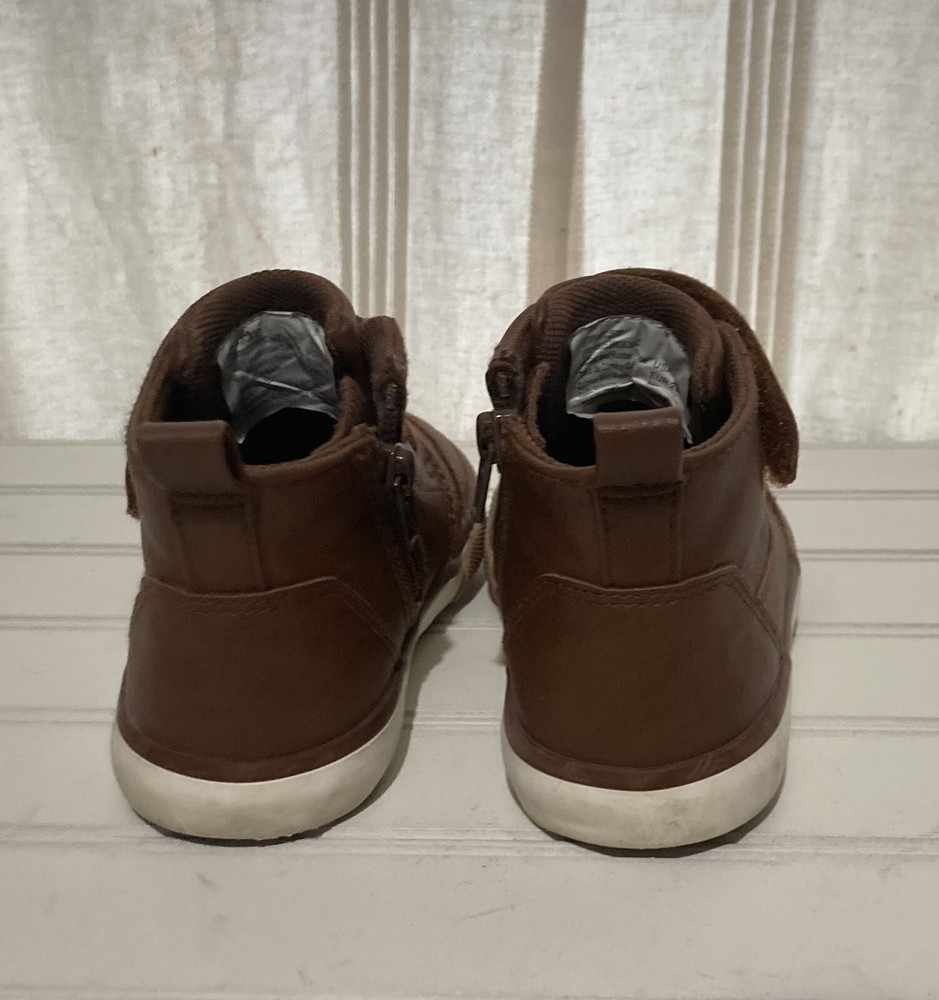 Wonder Nation Boy’s Ankle Boots Brown Size 8 Hook and Loop Closure Adjustable