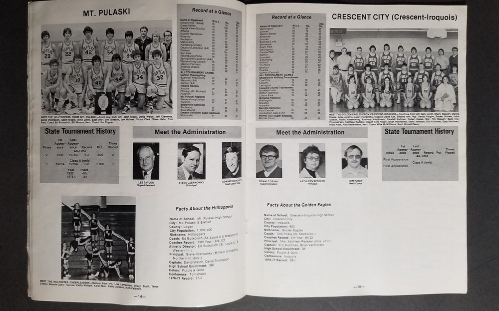 1977 Illinois Class A Boys State Basketball Tournament Program