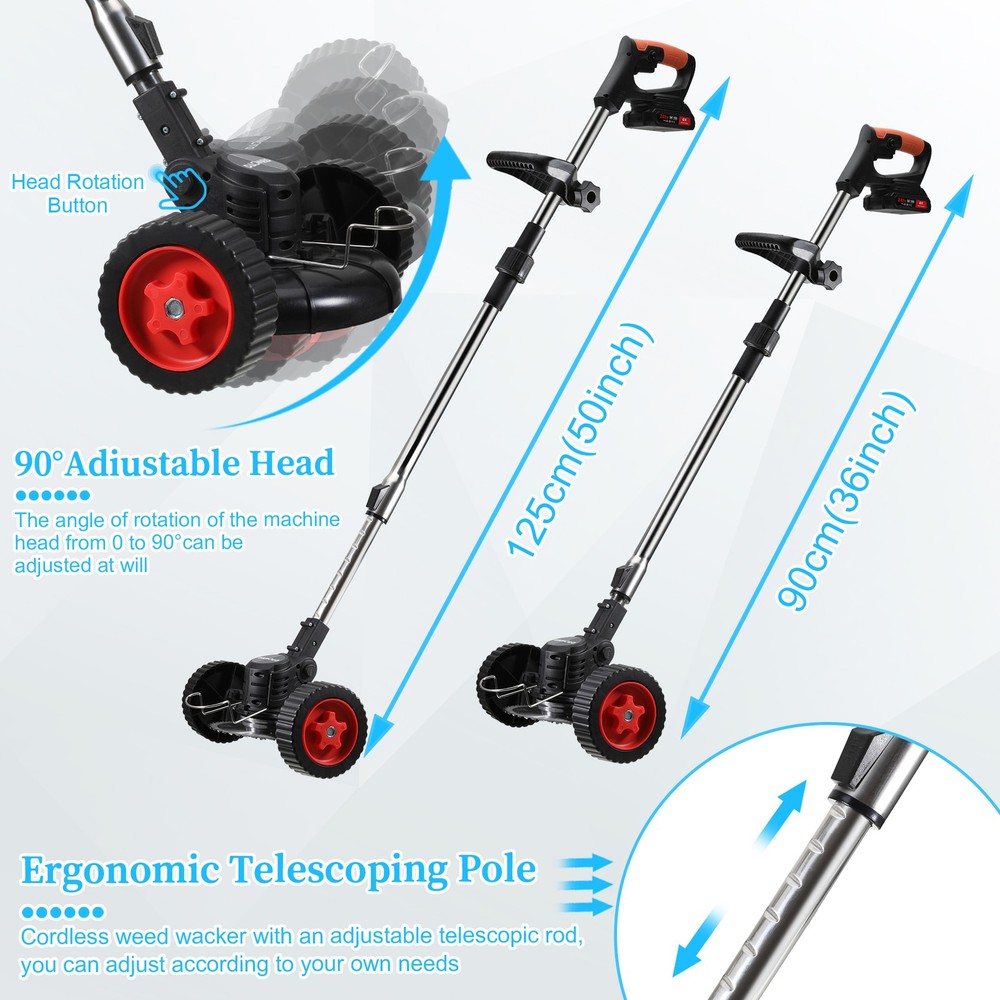 Cordless Electric Weed Lawn Eater Edger Yard Grass String Trimmer Cutter mower