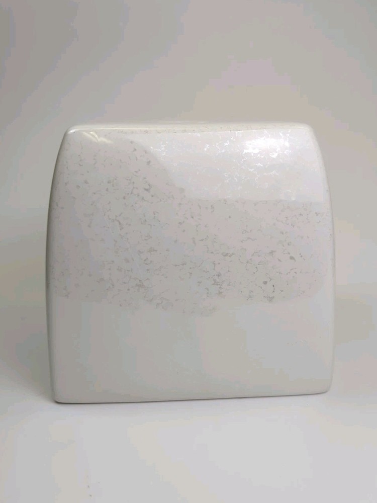Tissue Box Cover Ceramic Pearlized Purple Luster Flower Cube Box EUC