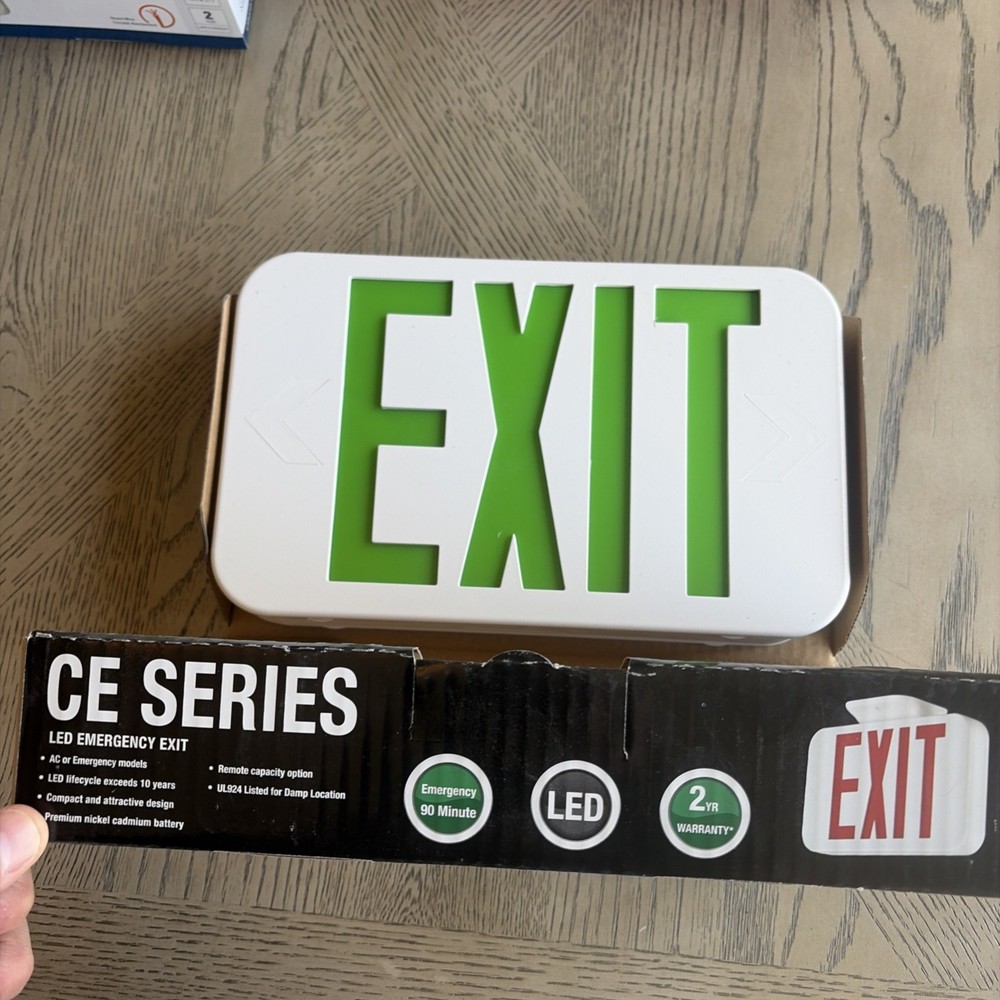 LED Emergency EXIT Sign White, Hubbell Lighting, Compass CE Series
