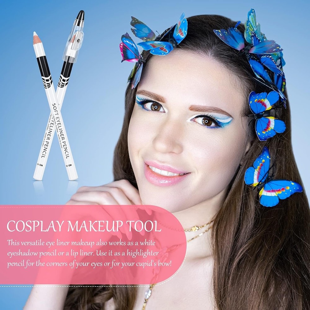 26‑Pack White Eyeliner Pencil Set with Sharpener Soft Strokes, Multi‑Use