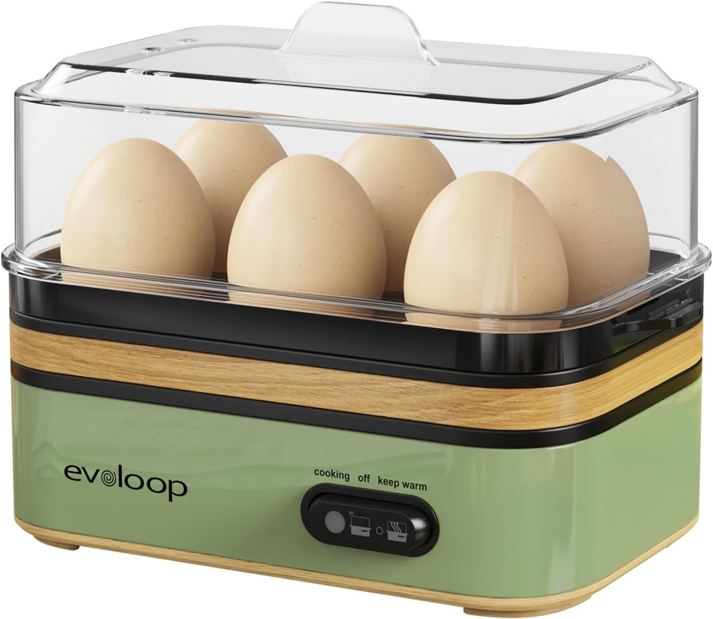 Evoloop Electric Egg Cooker for 6 Eggs - Soft, Medium, Hard Boiled