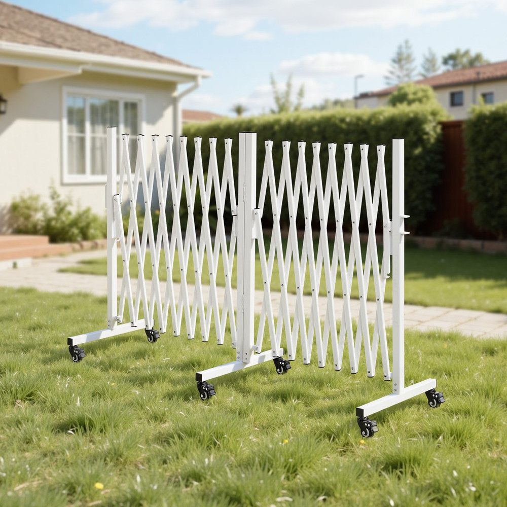 Expandable Safety Barrier 18FT Double Barricade w/ Locking Casters
