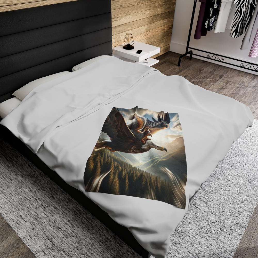Velveteen Plush Blanket Squirrel Eagle Flight Dynamic Art
