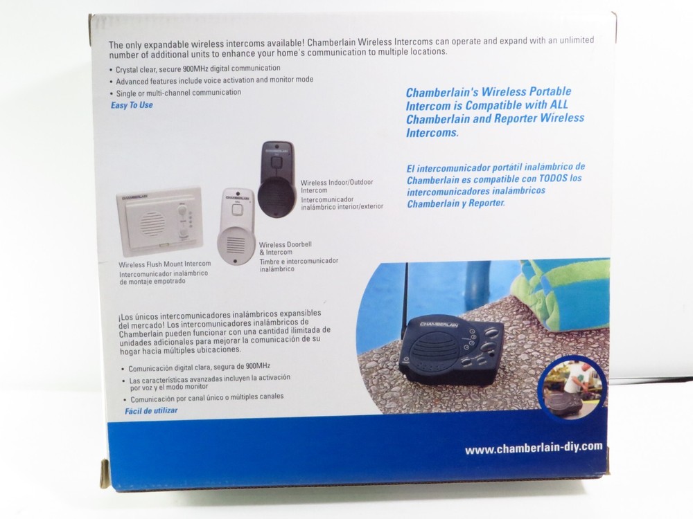 Chamberlain Wireless Portable Intercom - Pair (RWIS), 4-Channel, NEW