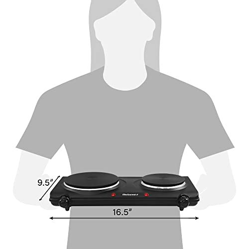 Elite Gourmet EDB-302BF Countertop Double Cast Iron Double, Black