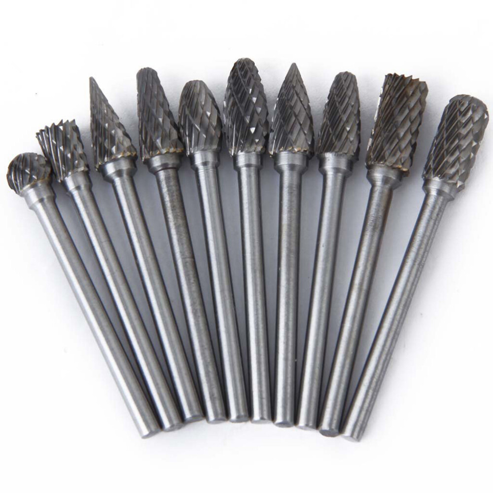 Carbide Burr Die Bits - 10pcs Set for Precision Deburring and Routing