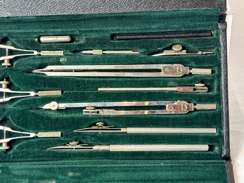 Post 1135 Drafting Engineers Tool Compass Set with Case Made In Germany