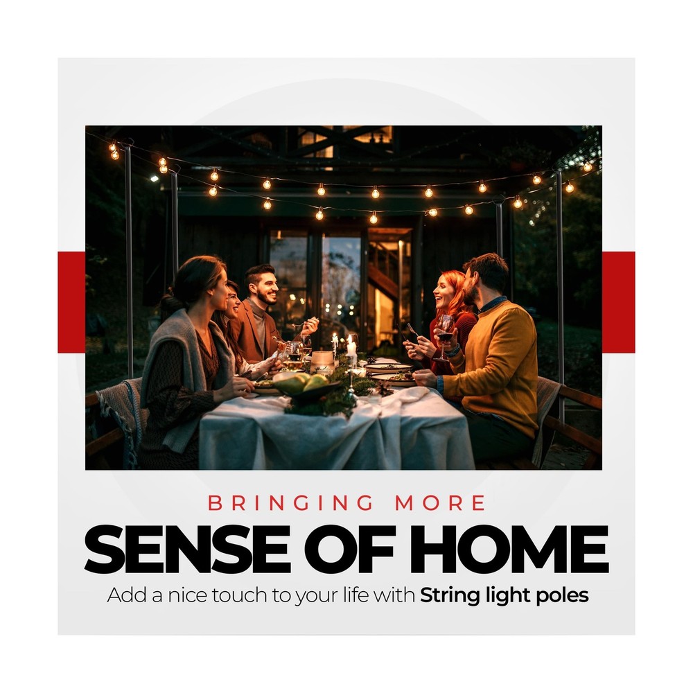 Utopia Home 4 Pack String Light Poles 9FT, Light Poles for Outside String Lig...