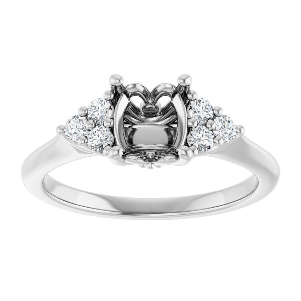 Oval 12x10mm Semi Mount Ring Setting 925 Sterling Silver Side Stone Topaz