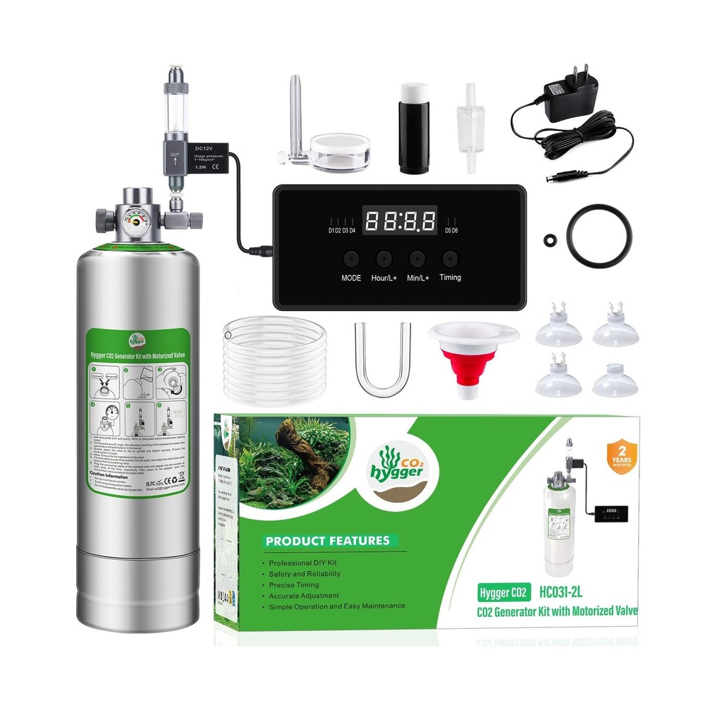 Upgraded 5L Aquarium CO2 Generator System with Timer-Enabled Motor Valve, Upg...