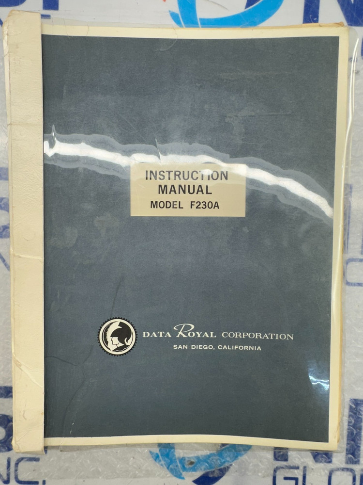 DATA ROYAL F230A INSTRUTION MANUAL