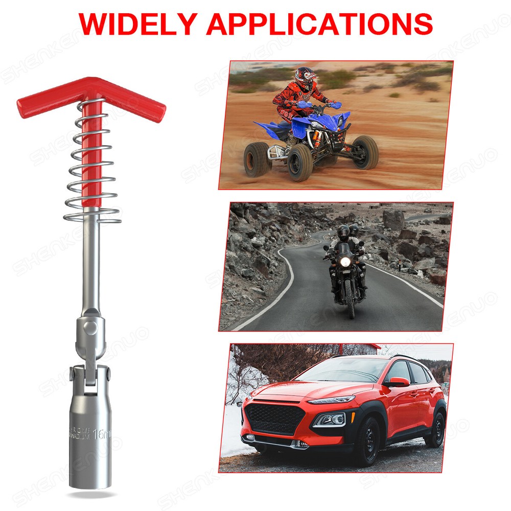 Spark Plug Socket Wrench 16mm Remover Installer t-handle Universal Joint skn