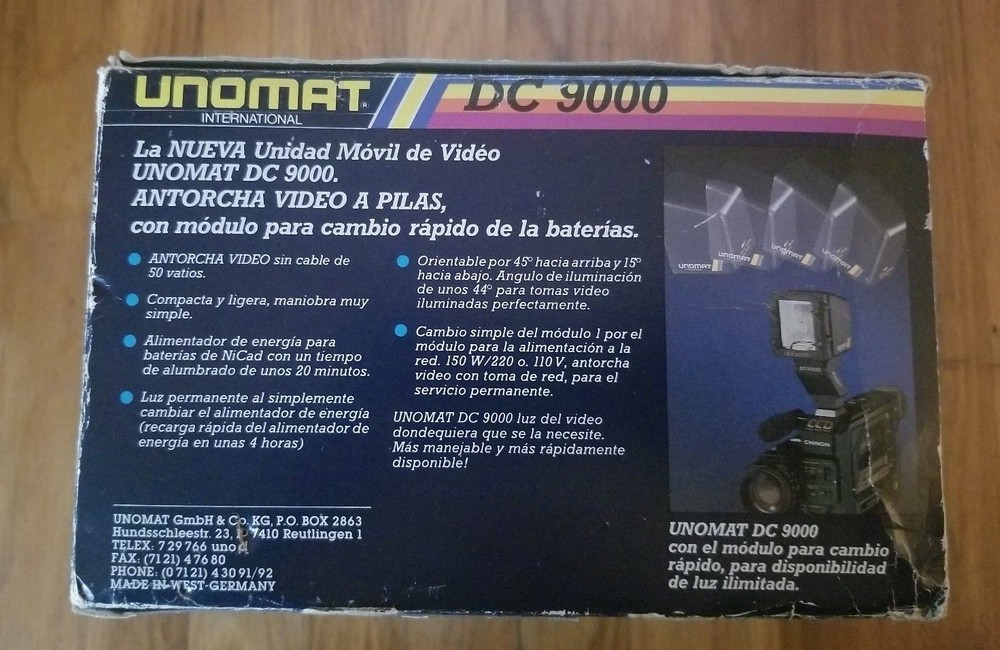 UNOMAT International DC 9000 Video Light System
