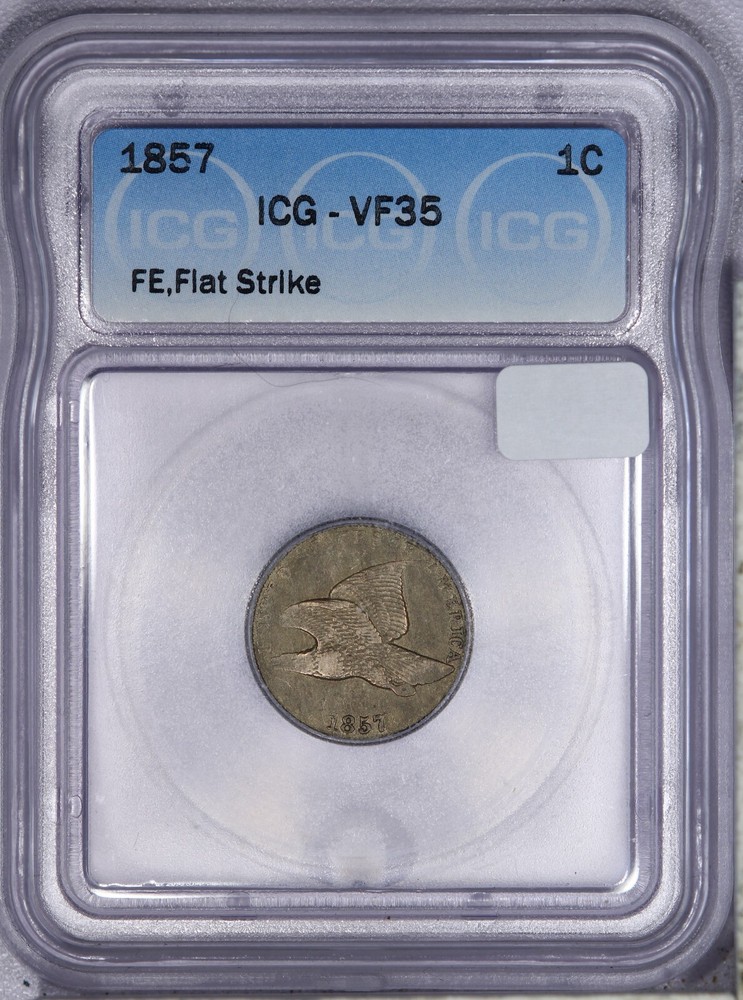 1857 Flying Eagle Cent 1c ICG VF35