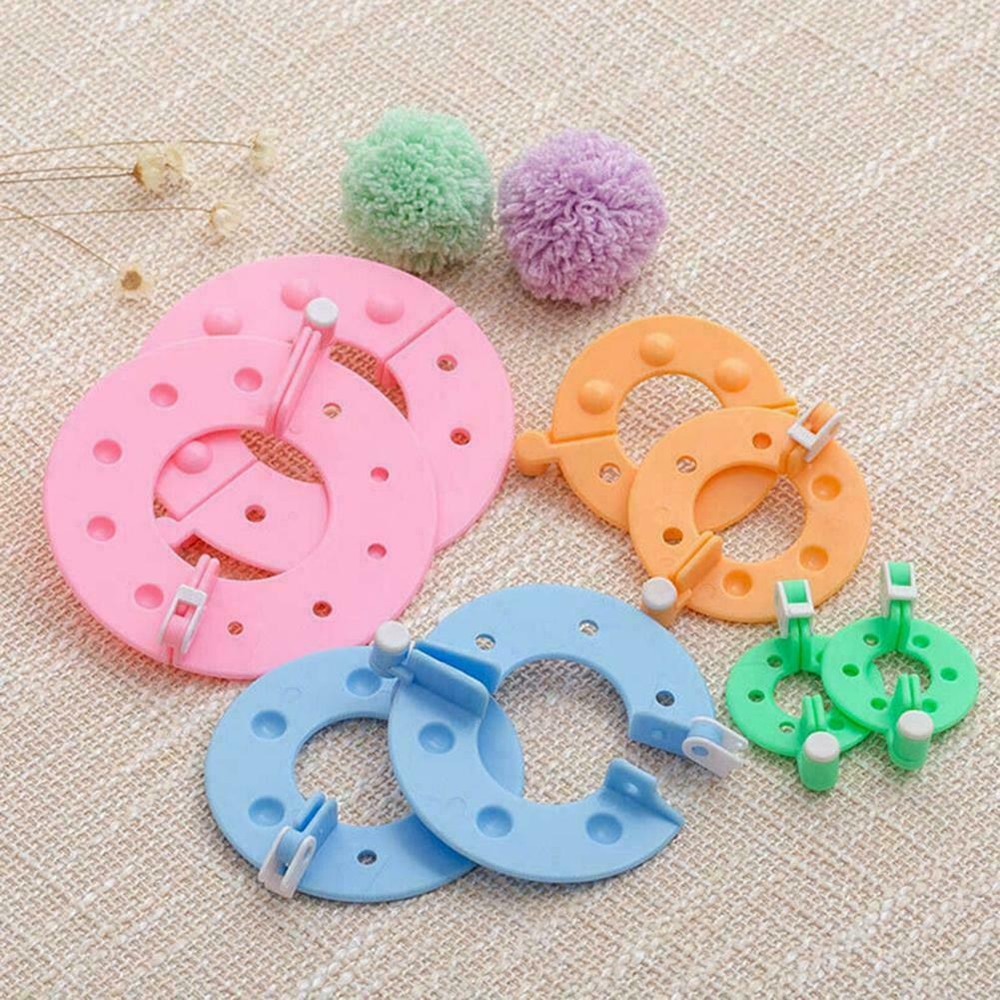 Pompom Maker Kit Crafts 4 Different Sizes Ball Making HOT Tools Knitt Prof O8N9