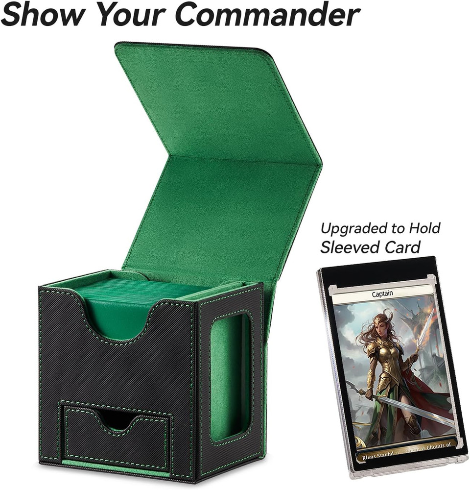 Card Deck Box for MTG Commander - Patented Design, Commander Display, Fits 100 D