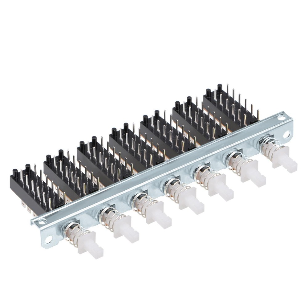 Interlock Push Button Switch Piano Type 4PDT 12 Pin 7 Row