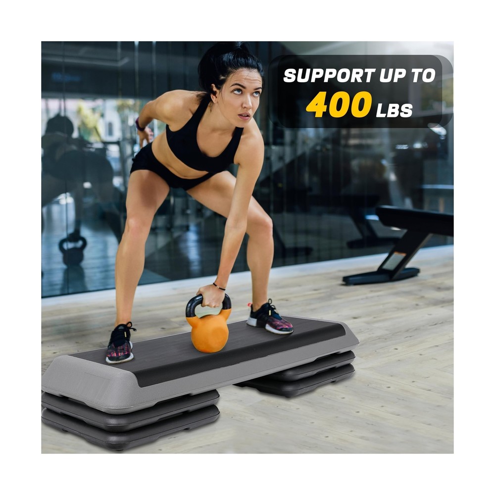 43" Workout Aerobic Exercise Step Platform, Adjustable Aerobic Steppers for E...