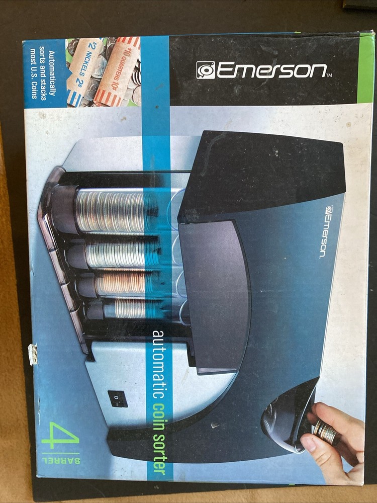 Emerson 4-Barrel Automatic Coin Sorter - Black New Open Box