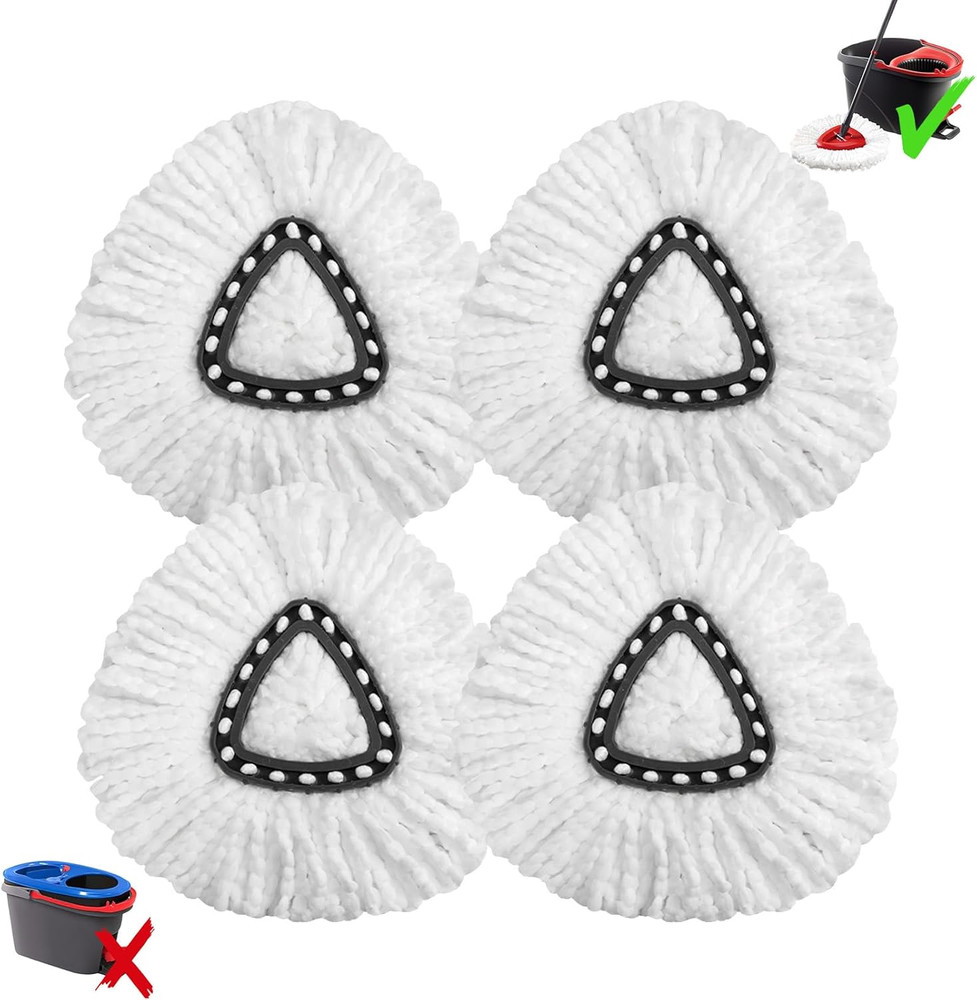 4 Pack Mop Heads Replacements, Easywring Mop Head Refills for Ocedar Mop Systems