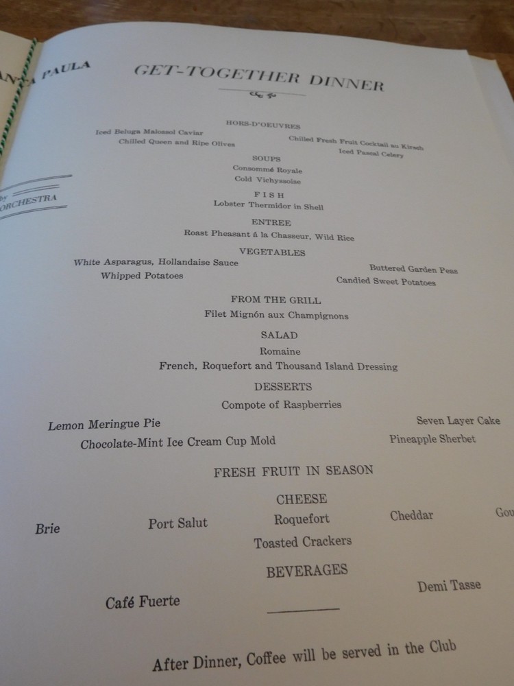 Grace Line dinner menu-April 3, 1965
