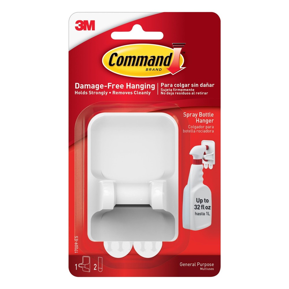 Command Spray Bottle Hangers, White/Gray, 2