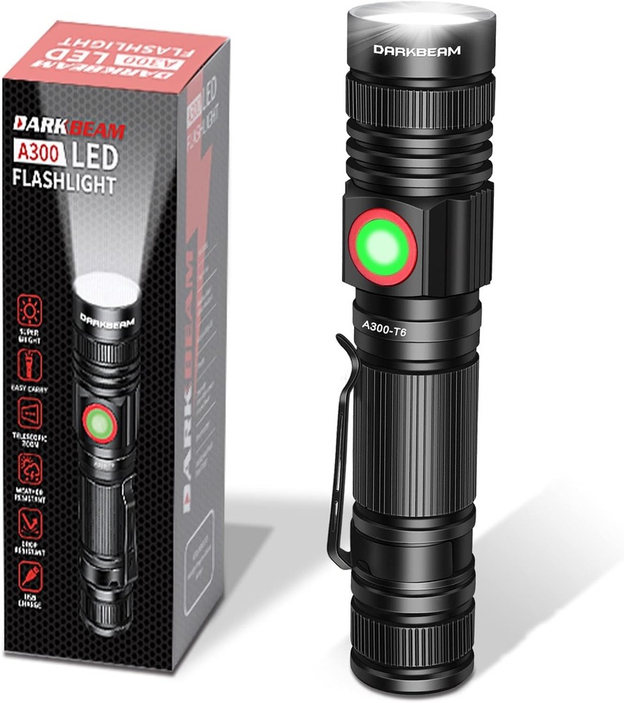 LED Flashlight Rechargeable USB 2000 High Lumens, Small and Bright Pocket
