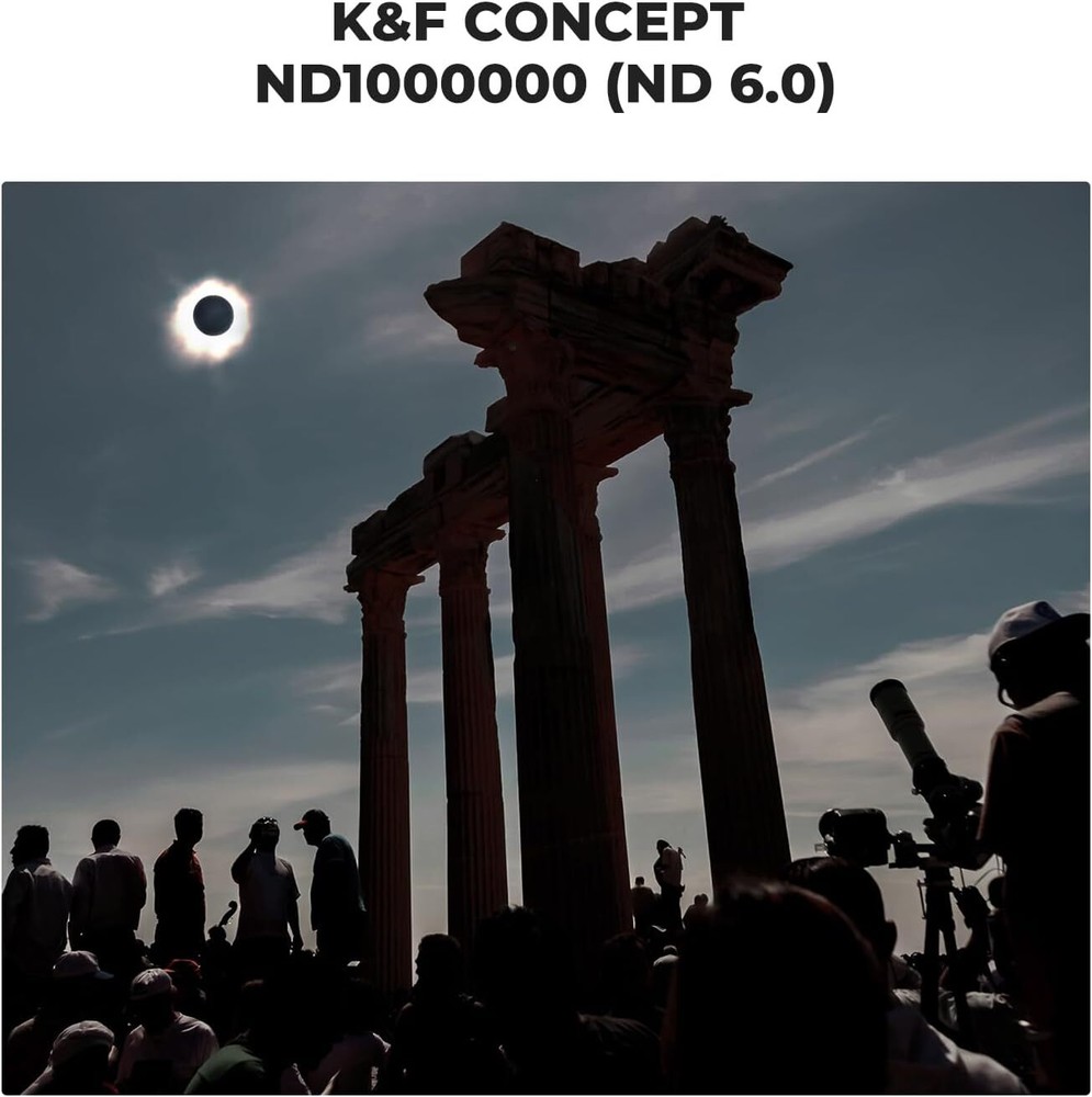 K&F Concept 49-95mm ND1000000 Solid Neutral Density Filter Solar Filter Eclipse