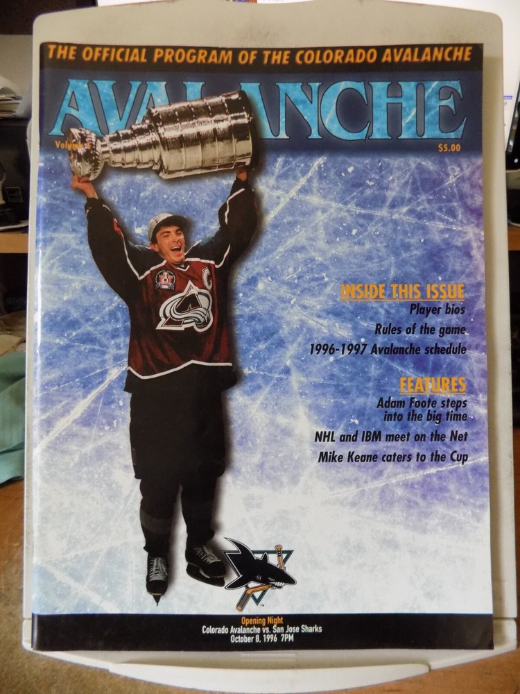 Colorado Avalanche 1996 Program Joe Sakic  on cover