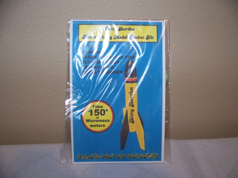 OLLIE-OOP BITTY BERTHA 4" Model Rocket, PRO- Built, Not Flown, NEW