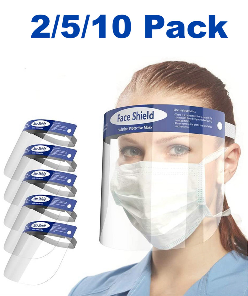 2/5/10PC Reusable Safety Full Face Shield Washable