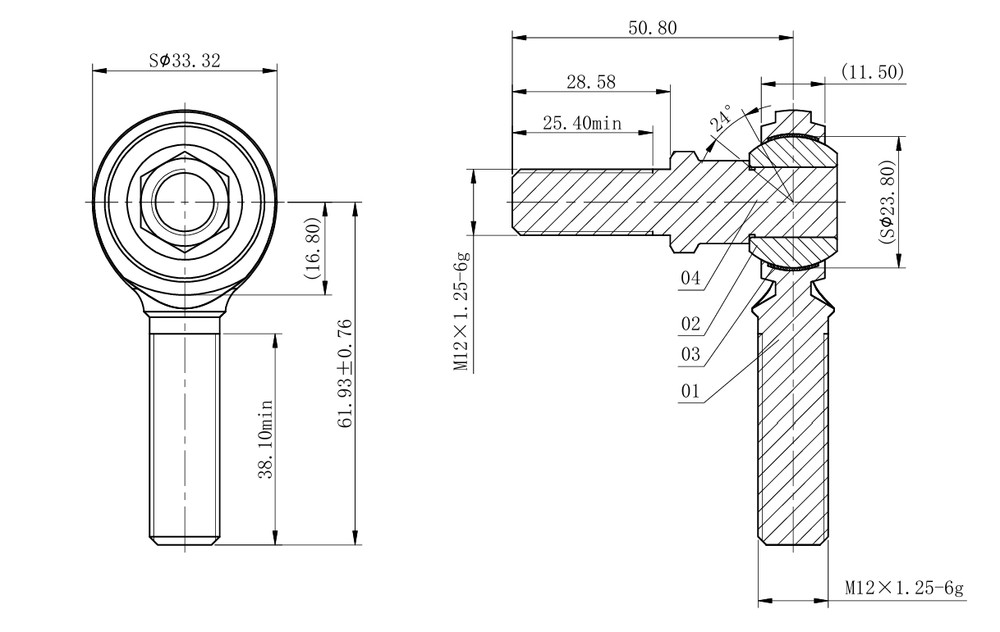 2-10589, Rod end, metric threads