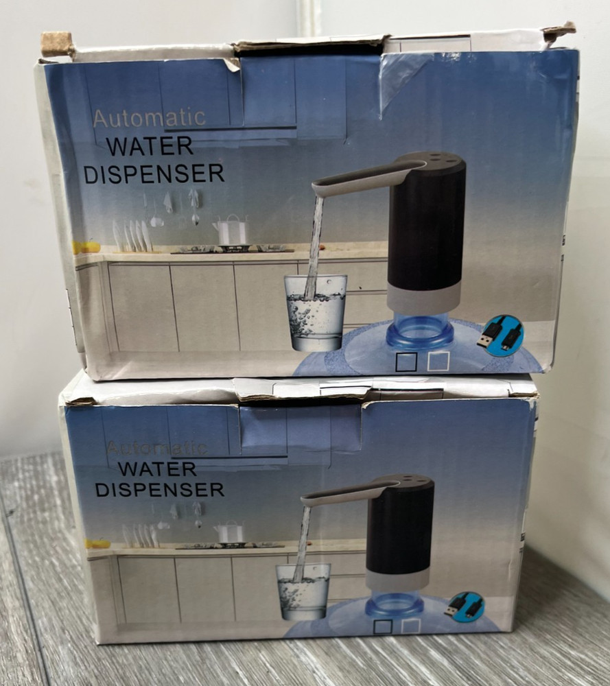 2pk Automatic Electric Water Dispenser Pump with USB Charger, White